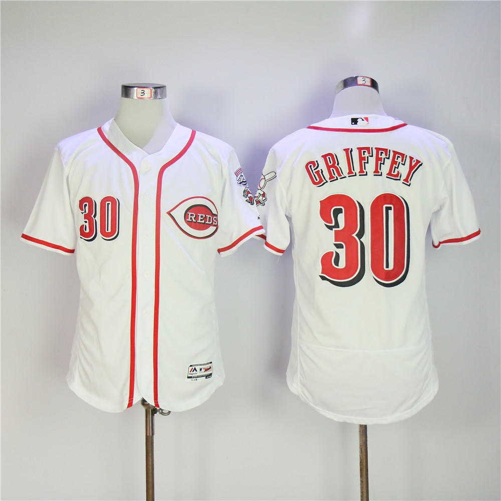 Men MLB Cincinnati Reds #30 Griffey white Flexbase jerseys